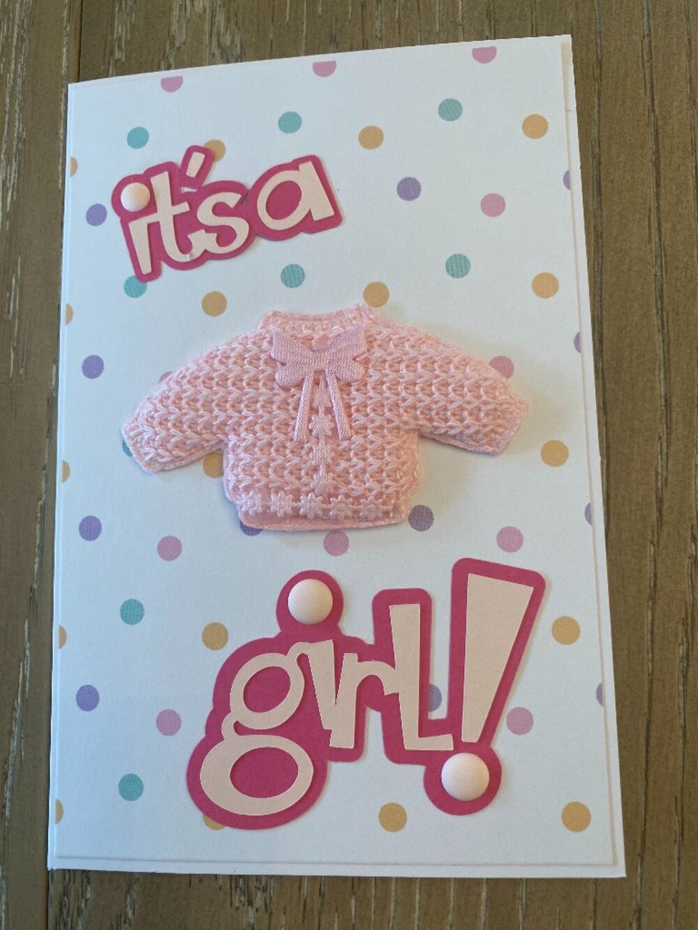 HANDMADE BY ROSEMARIE "IT'S A GIRL' CARD.